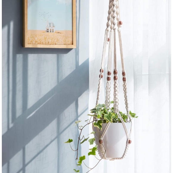 Set of 3 Boho Macrame Hanging Planters Home Decor - Picture 4 of 8
